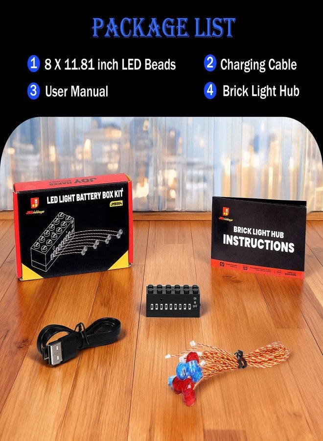 JMBricklayer LED Light Kit Building Blocks Set, 2x6 Blue&Red Light Up Bricks with Light-Sensing Mode, DIY Lighting Accessories Decoration Compatible with Major Upgrade - Image 5